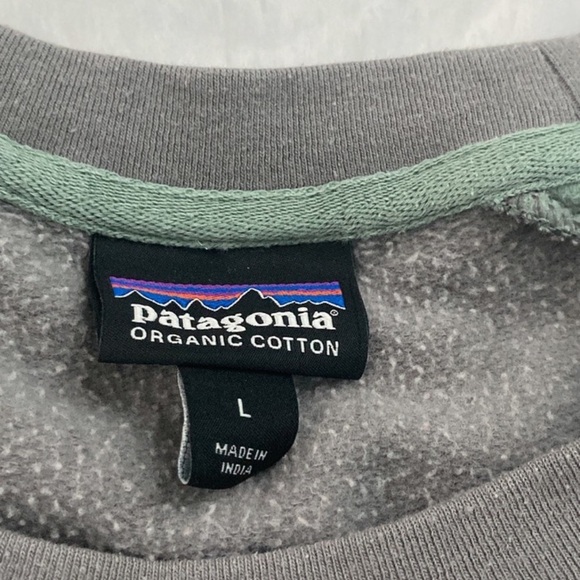 Men's Patagonia Green and Gray Cotton Crewneck Pullover Sweater, size large - Picture 5 of 6